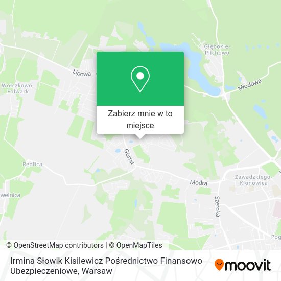 Mapa Irmina Słowik Kisilewicz Pośrednictwo Finansowo Ubezpieczeniowe