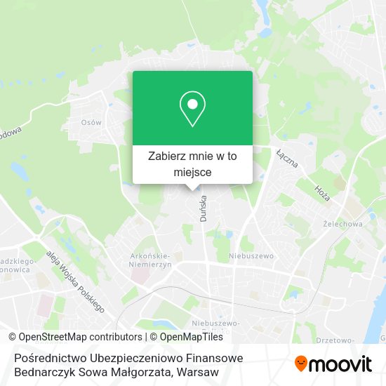 Mapa Pośrednictwo Ubezpieczeniowo Finansowe Bednarczyk Sowa Małgorzata