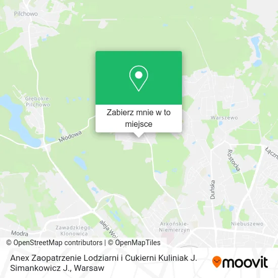 Mapa Anex Zaopatrzenie Lodziarni i Cukierni Kuliniak J. Simankowicz J.