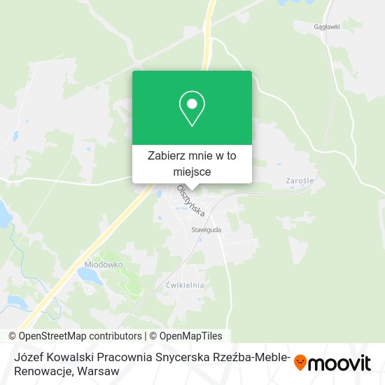 Mapa Józef Kowalski Pracownia Snycerska Rzeźba-Meble-Renowacje