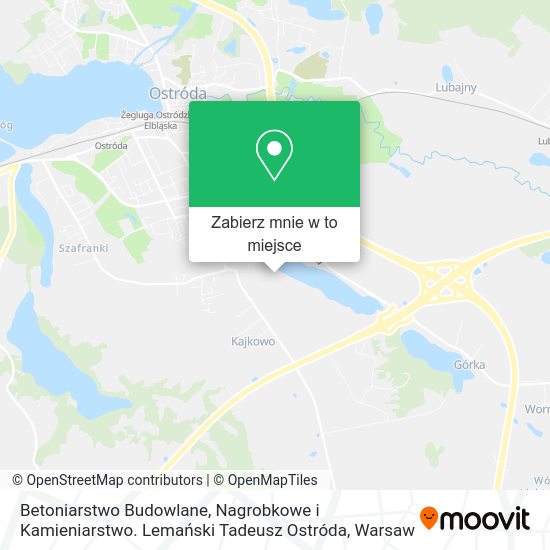 Mapa Betoniarstwo Budowlane, Nagrobkowe i Kamieniarstwo. Lemański Tadeusz Ostróda