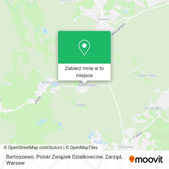 Mapa Bartoszewo. Polski Związek Działkowców. Zarząd