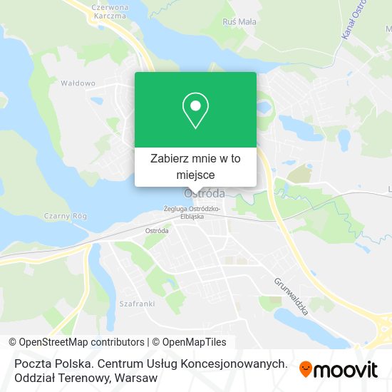 Mapa Poczta Polska. Centrum Usług Koncesjonowanych. Oddział Terenowy