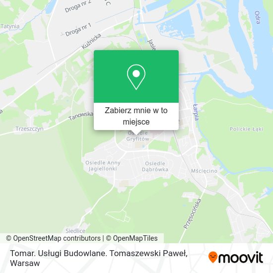 Mapa Tomar. Usługi Budowlane. Tomaszewski Paweł