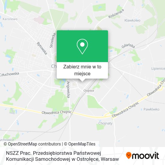 Mapa NSZZ Prac. Przedsiębiorstwa Państwowej Komunikacji Samochodowej w Ostrołęce