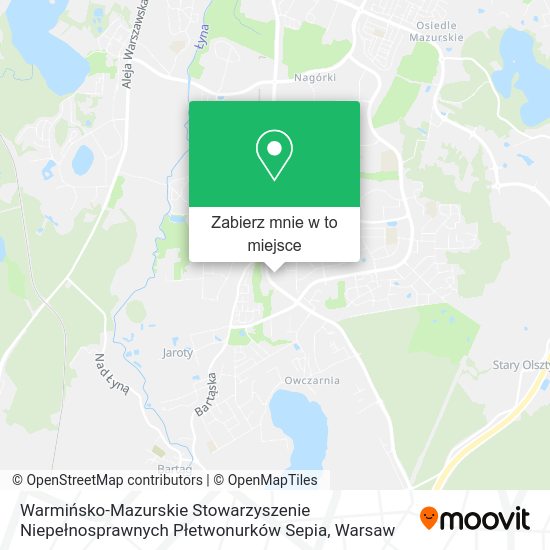 Mapa Warmińsko-Mazurskie Stowarzyszenie Niepełnosprawnych Płetwonurków Sepia