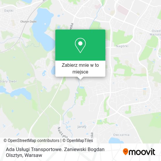 Mapa Ada Usługi Transportowe. Zaniewski Bogdan Olsztyn