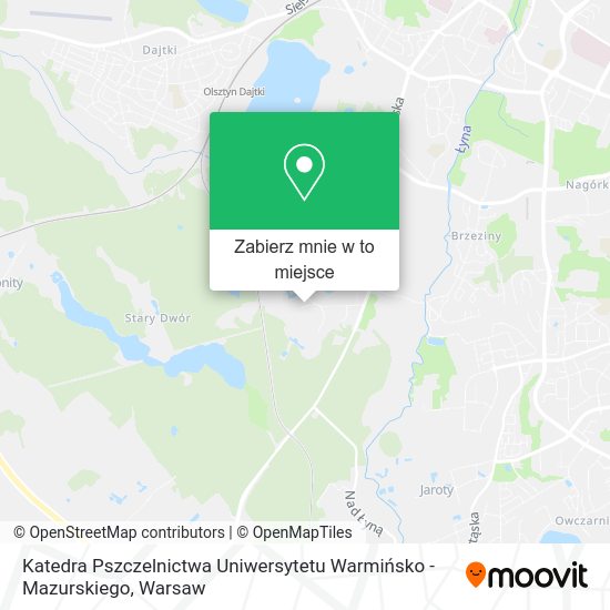 Mapa Katedra Pszczelnictwa Uniwersytetu Warmińsko - Mazurskiego