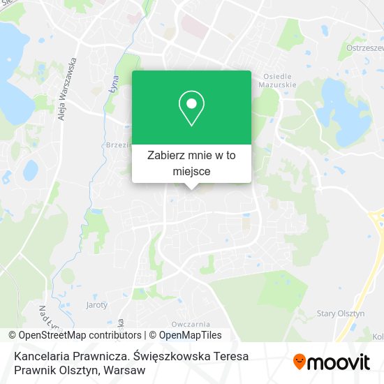 Mapa Kancelaria Prawnicza. Święszkowska Teresa Prawnik Olsztyn