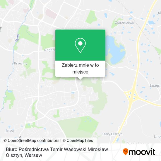 Mapa Biuro Pośrednictwa Temir Wąsowski Mirosław Olsztyn