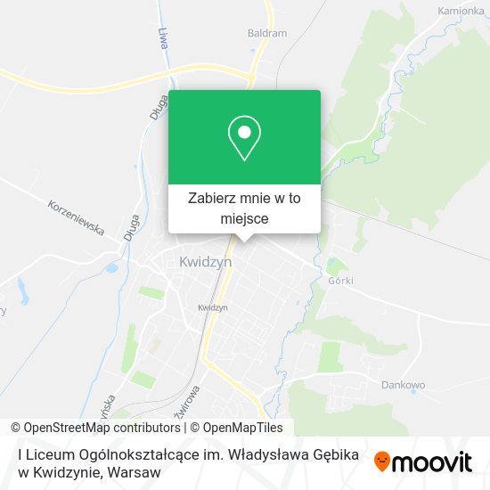 Mapa I Liceum Ogólnokształcące im. Władysława Gębika w Kwidzynie