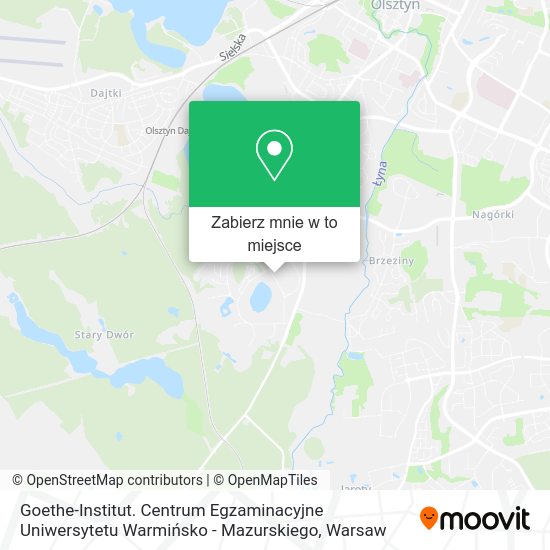 Mapa Goethe-Institut. Centrum Egzaminacyjne Uniwersytetu Warmińsko - Mazurskiego