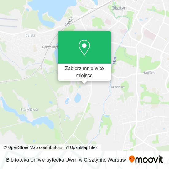 Mapa Biblioteka Uniwersytecka Uwm w Olsztynie