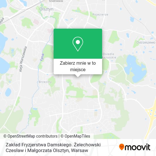 Mapa Zakład Fryzjerstwa Damskiego. Żelechowski Czesław i Małgorzata Olsztyn