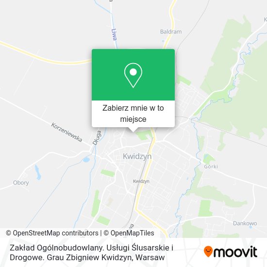 Mapa Zakład Ogólnobudowlany. Usługi Ślusarskie i Drogowe. Grau Zbigniew Kwidzyn