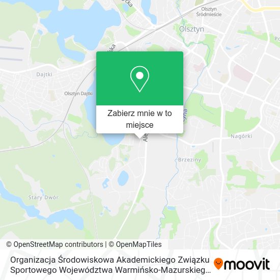 Mapa Organizacja Środowiskowa Akademickiego Związku Sportowego Województwa Warmińsko-Mazurskiego