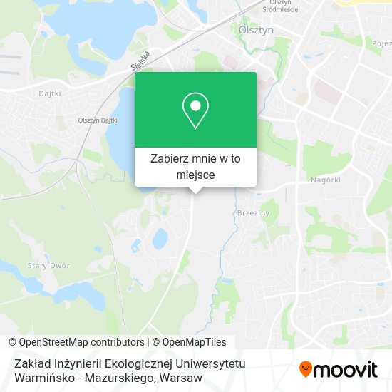 Mapa Zakład Inżynierii Ekologicznej Uniwersytetu Warmińsko - Mazurskiego