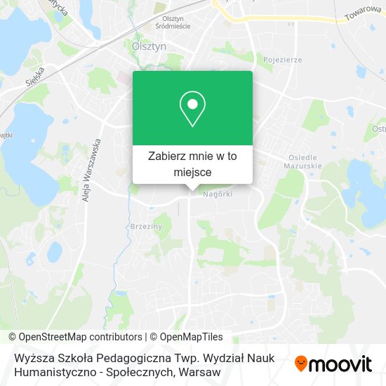 Mapa Wyższa Szkoła Pedagogiczna Twp. Wydział Nauk Humanistyczno - Społecznych