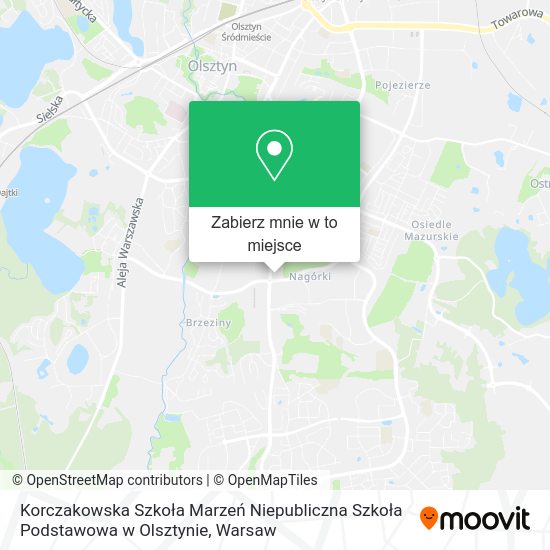 Mapa Korczakowska Szkoła Marzeń Niepubliczna Szkoła Podstawowa w Olsztynie