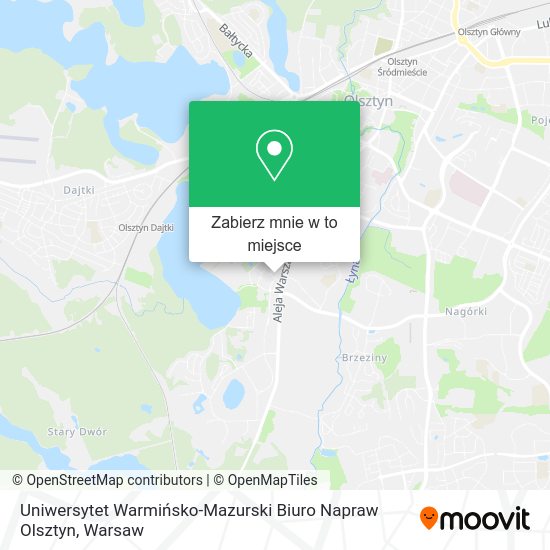 Mapa Uniwersytet Warmińsko-Mazurski Biuro Napraw Olsztyn