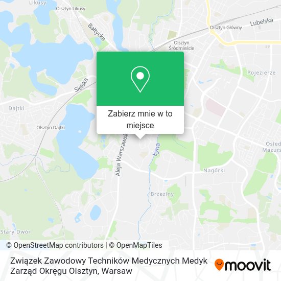 Mapa Związek Zawodowy Techników Medycznych Medyk Zarząd Okręgu Olsztyn