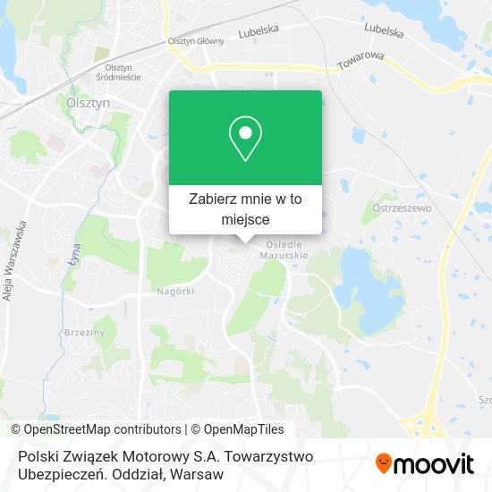 Mapa Polski Związek Motorowy S.A. Towarzystwo Ubezpieczeń. Oddział