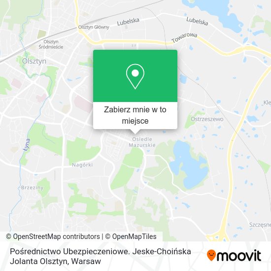 Mapa Pośrednictwo Ubezpieczeniowe. Jeske-Choińska Jolanta Olsztyn