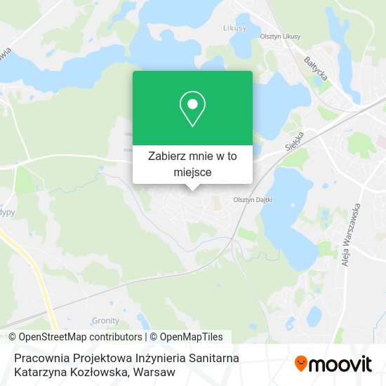 Mapa Pracownia Projektowa Inżynieria Sanitarna Katarzyna Kozłowska