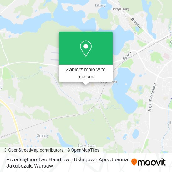 Mapa Przedsiębiorstwo Handlowo Usługowe Apis Joanna Jakubczak