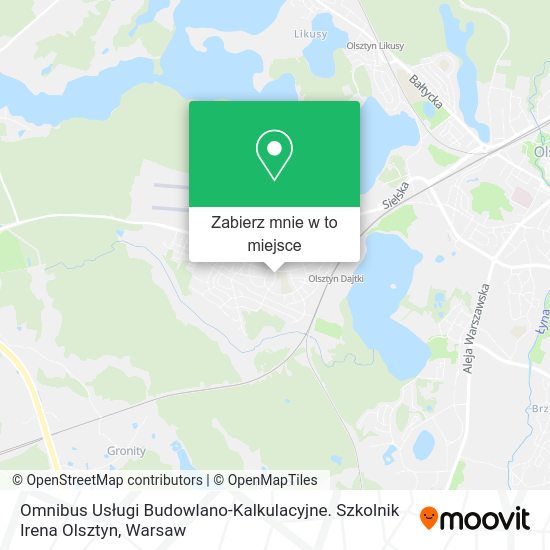 Mapa Omnibus Usługi Budowlano-Kalkulacyjne. Szkolnik Irena Olsztyn