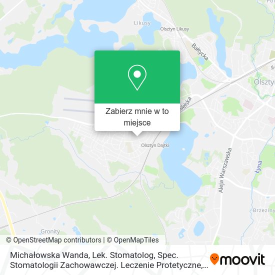 Mapa Michałowska Wanda, Lek. Stomatolog, Spec. Stomatologii Zachowawczej. Leczenie Protetyczne