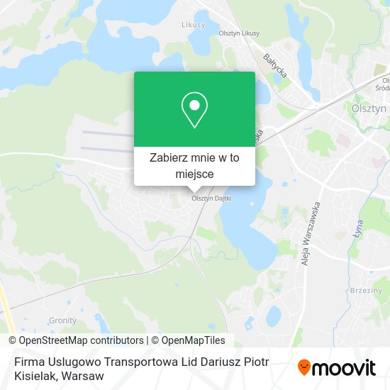 Mapa Firma Uslugowo Transportowa Lid Dariusz Piotr Kisielak