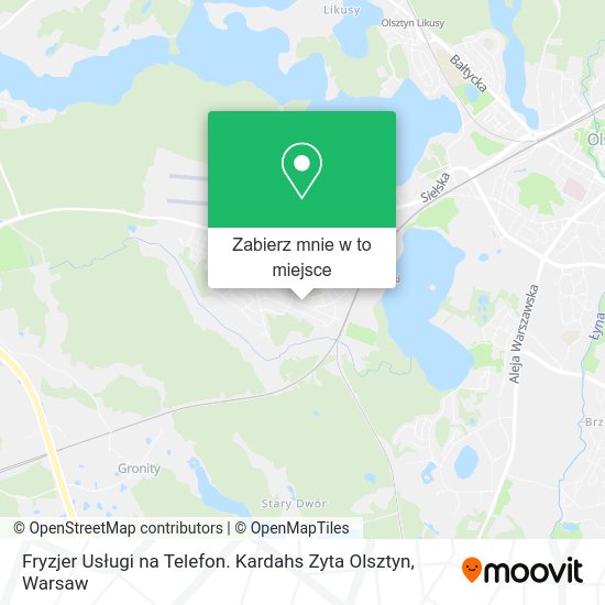 Mapa Fryzjer Usługi na Telefon. Kardahs Zyta Olsztyn