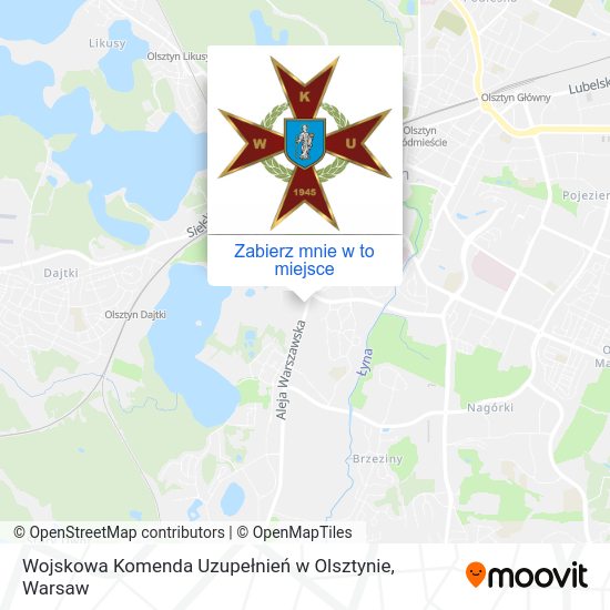 Mapa Wojskowa Komenda Uzupełnień w Olsztynie