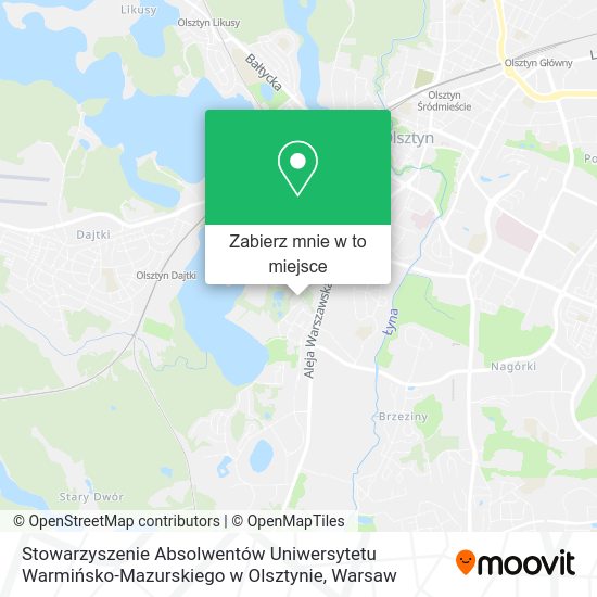 Mapa Stowarzyszenie Absolwentów Uniwersytetu Warmińsko-Mazurskiego w Olsztynie