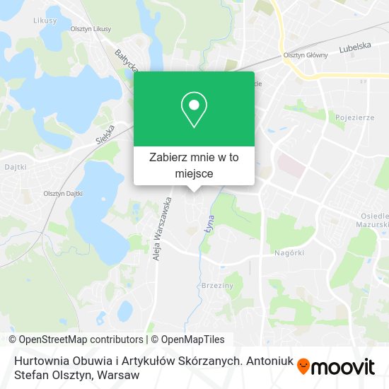 Mapa Hurtownia Obuwia i Artykułów Skórzanych. Antoniuk Stefan Olsztyn