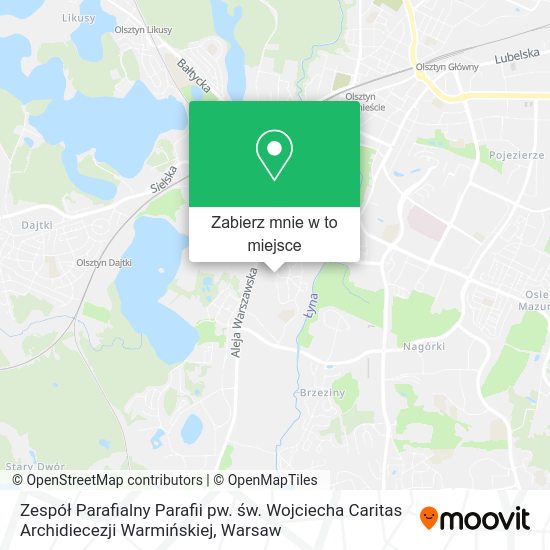 Mapa Zespół Parafialny Parafii pw. św. Wojciecha Caritas Archidiecezji Warmińskiej