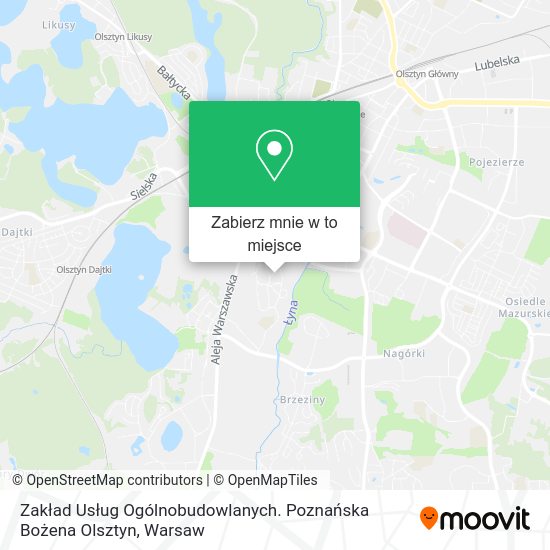 Mapa Zakład Usług Ogólnobudowlanych. Poznańska Bożena Olsztyn