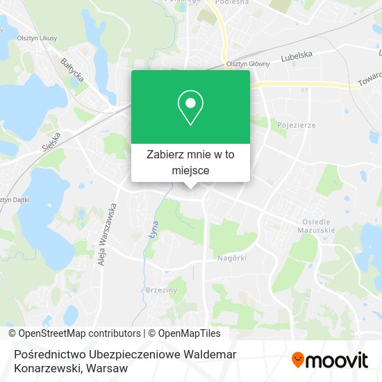 Mapa Pośrednictwo Ubezpieczeniowe Waldemar Konarzewski