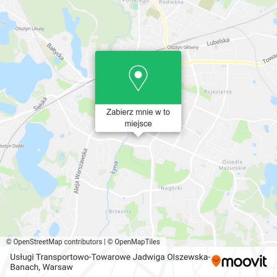 Mapa Usługi Transportowo-Towarowe Jadwiga Olszewska-Banach