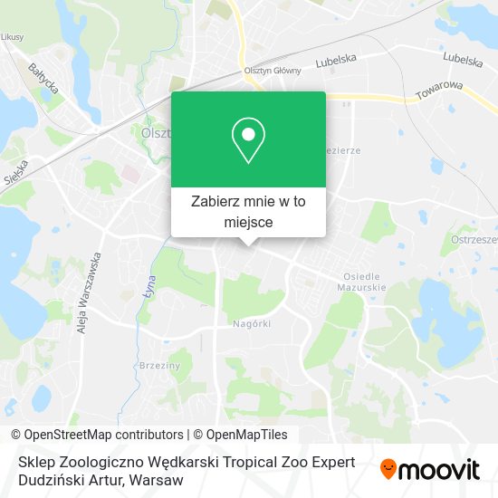 Mapa Sklep Zoologiczno Wędkarski Tropical Zoo Expert Dudziński Artur