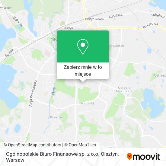 Mapa Ogólnopolskie Biuro Finansowe sp. z o.o. Olsztyn