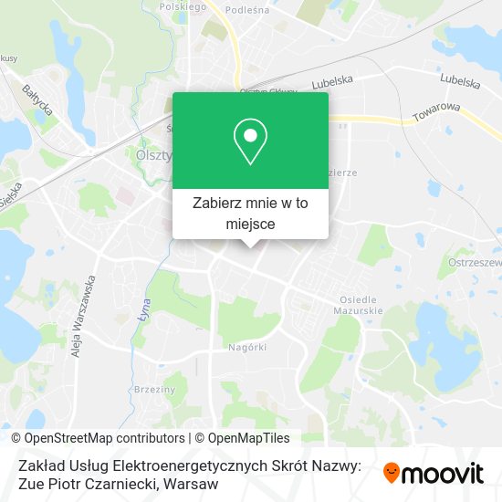 Mapa Zakład Usług Elektroenergetycznych Skrót Nazwy: Zue Piotr Czarniecki