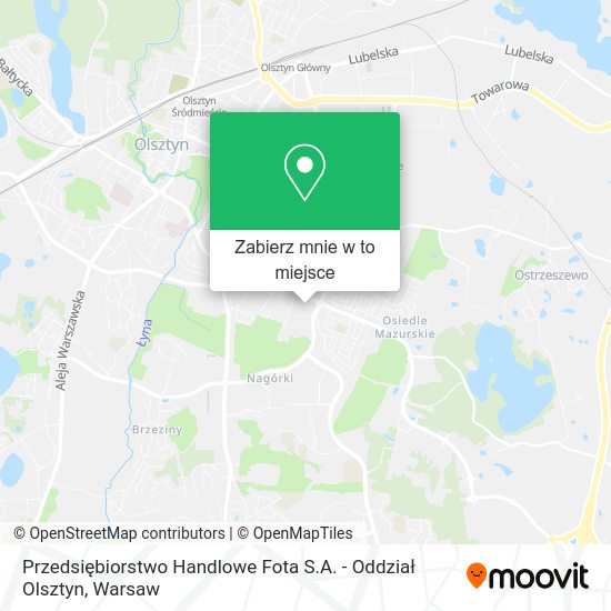 Mapa Przedsiębiorstwo Handlowe Fota S.A. - Oddział Olsztyn