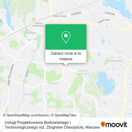 Mapa Usługi Projektowania Budowlanego i Technologicznego inż. Zbigniew Chwojnicki