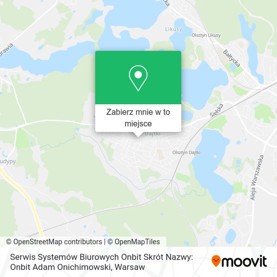 Mapa Serwis Systemów Biurowych Onbit Skrót Nazwy: Onbit Adam Onichimowski