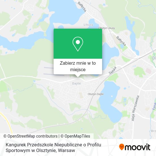 Mapa Kangurek Przedszkole Niepubliczne o Profilu Sportowym w Olsztynie