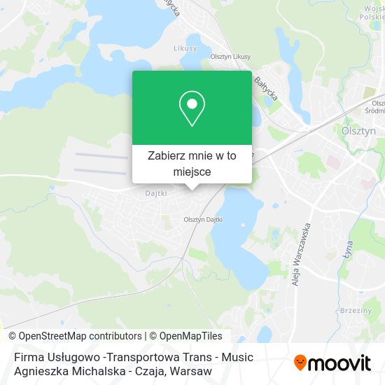 Mapa Firma Usługowo -Transportowa Trans - Music Agnieszka Michalska - Czaja