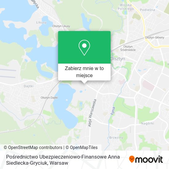 Mapa Pośrednictwo Ubezpieczeniowo-Finansowe Anna Siedlecka-Gryciuk