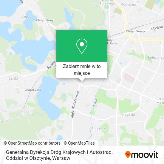 Mapa Generalna Dyrekcja Dróg Krajowych i Autostrad. Oddział w Olsztynie